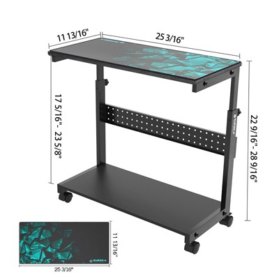 Mobile Height Adjustable CPU Cart with Mouse Pad，28.57 W x 11.81 D x 23.31 - 33.31 H，Black