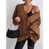 Womens Lantern Long Sleeve Twist Sweater Cardigan Jacket Fall Casual Button V Neck Retro Style Fashion Loose Shirt Top - 2 of 4