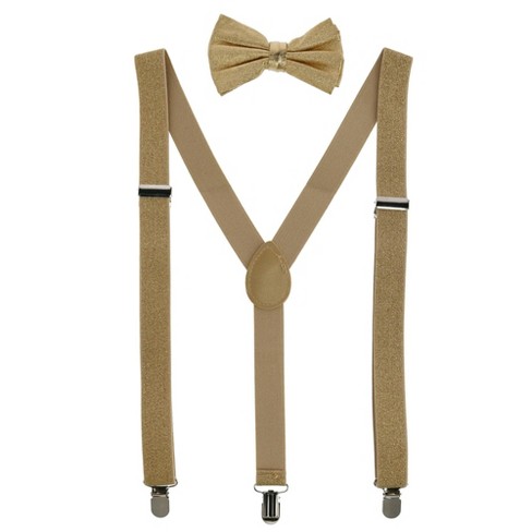 Ctm Glitter Gold Bow Tie And Suspender Set : Target