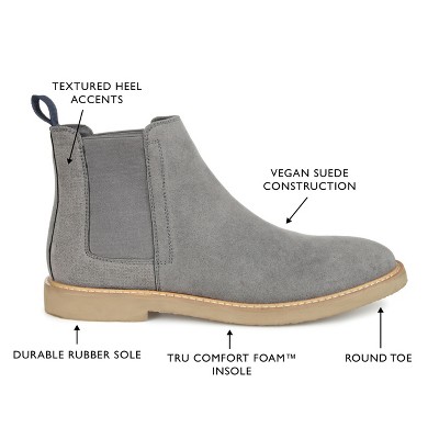 Men's Gray Faux Leather Chelsea Boot with Rubber Sole