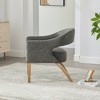 Lyngins 25.79" Wide Modern Barrel Chair, Open Back Upholstered Accent Chair with Weathered Solid Wood Legs, PU Fabric Dining Chair for Dining Room - 3 of 4