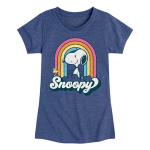 Girls' - Peanuts - Snoopy Rainbow Clouds Fitted Short Sleeve Graphic T-Shirt - 1 of 4
