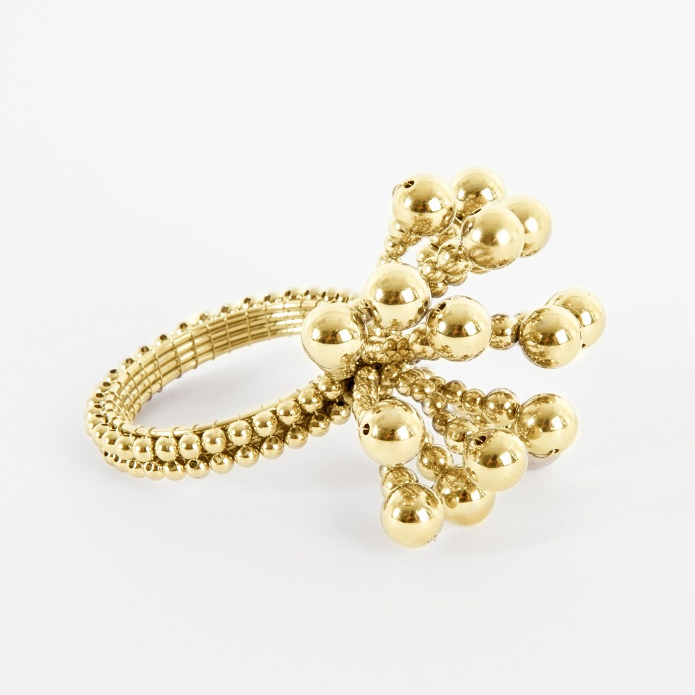 UPC 789323301567 product image for Gold Beaded Flower Burst Napkin Ring Set of 4 - Saro Lifestyle | upcitemdb.com