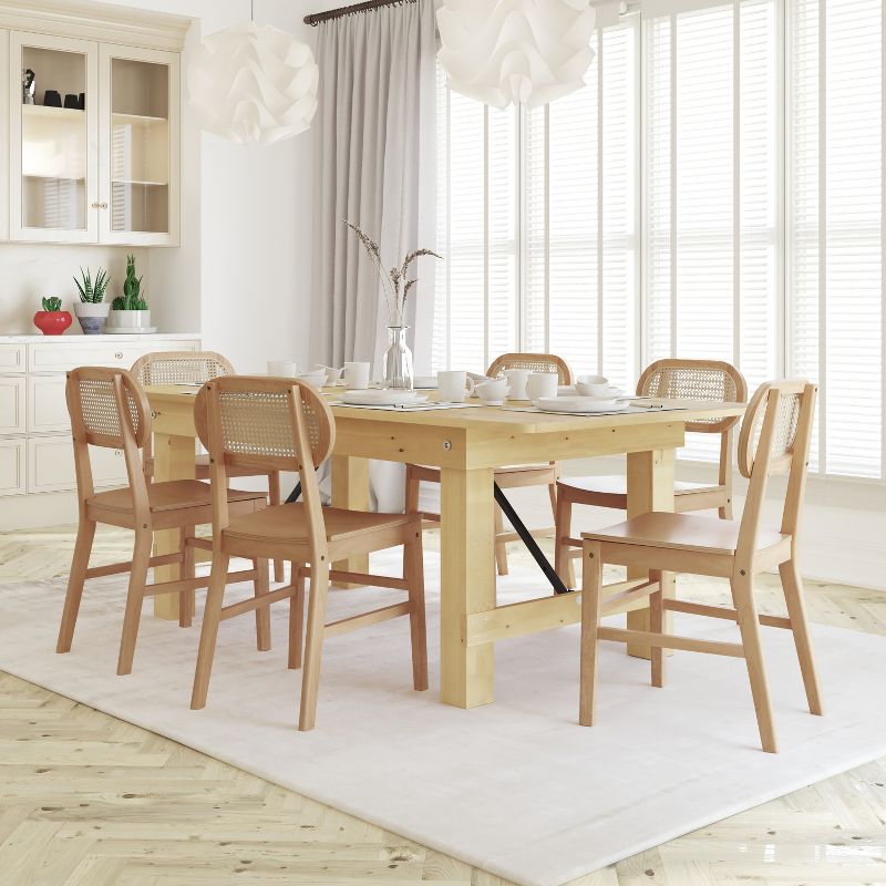 Emma and Oliver Set of 2 Cane Rattan Dining or Accent Chairs with Solid Wood Frames and Seats and Woven Backrest, 3 of 11