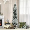 HOMCOM 6' Tall Unlit Snow Flocked Artificial Christmas Tree, Slim Pencil Xmas Tree with Realistic Branches and 395 Tips, Green - 2 of 4