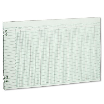 Wilson Jones Accounting Sheets 30 Columns 11 x 17 100 Loose Sheets/Pack Green G5030