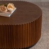 CLIHOME Set of 2 Handcraft Round Nesting Coffee Table, Chic Wave Stripe Edge, Modern Stylish Wooden Circle Fluted Center Table - 4 of 4