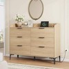 Modern 6-Drawer Dresser with Built-in Power Outlets. 47" Wide Freestanding Wood Storage for Bedroom or Living Room. Sleek & Functional. - 3 of 4