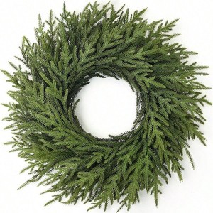 26 inch artificial pine wreath faux green front door indoor outdoor decor with realistic needles and durable design - 1 of 4