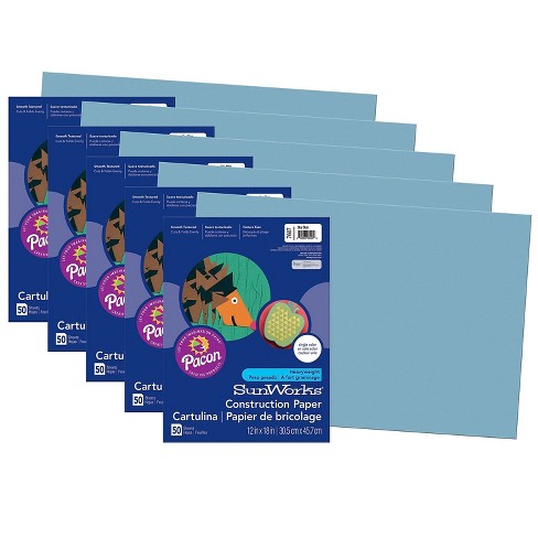 Pacon Prang Construction Paper Sky Blue 12 x 18 50 Sheets Per Pack 5  Packs (PAC7607-5)