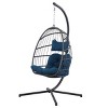 Nestfair 78" Wicker Aluminum Patio Swing Chair with Cushion Dark Blue - 2 of 4