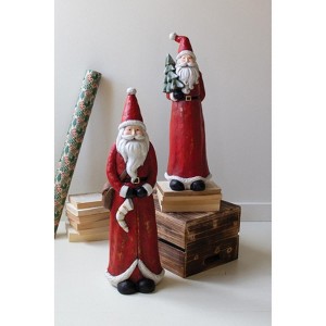 Set of 2 Glittered Resin Santa Decorations Multicolored – 29 Inch by Kalalou - 1 of 3