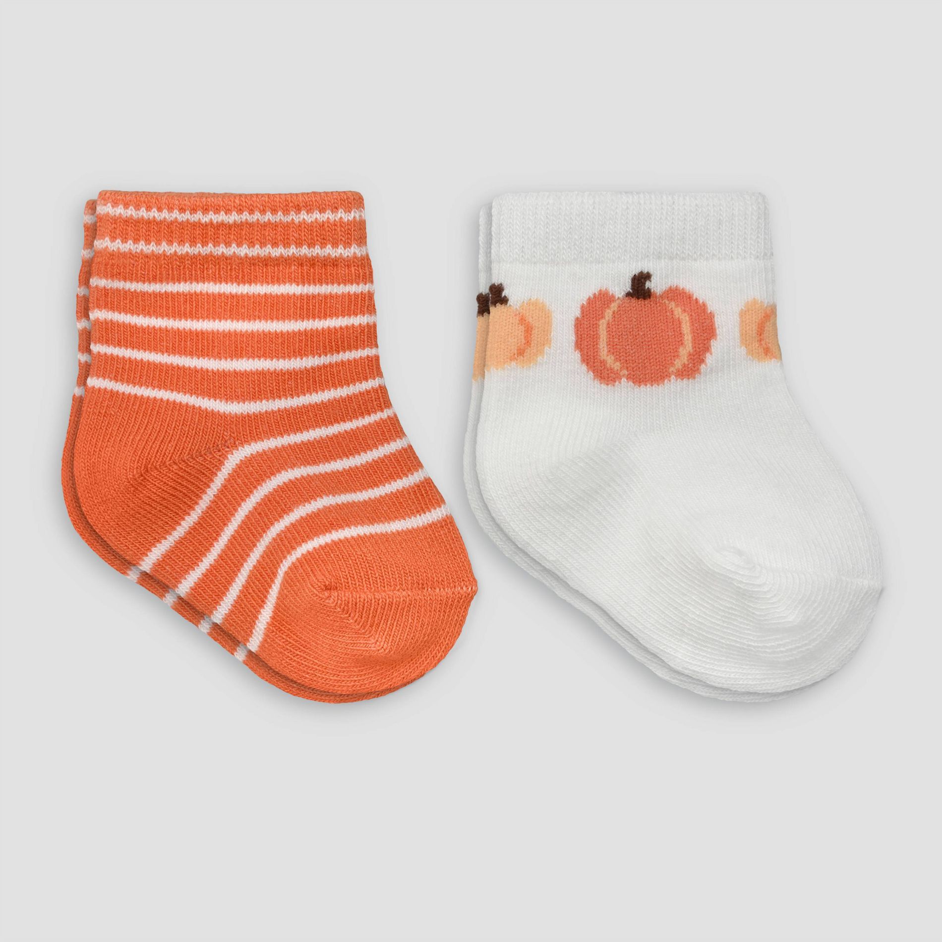 Carter's Just One You® Baby 2pk Pumpkin Crew Socks - Orange/White