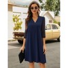Coolmee Causal Midi Dresses for Women V Neck Lace 3/4 Long Puff Sleeve Loose Dress - 2 of 4
