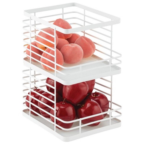 Mdesign Stackable Food Organizer Storage Basket, Open Front - 2 Pack, Matte  White : Target