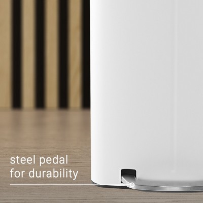 White Stainless Steel Rectangular Pedal Trash Can with Soft-Close Lid