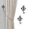 Unique Bargains Curtain Holdbacks Flower Hooks Zinc Alloy 3.74"x2.36" 1 Pair - 2 of 4