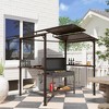 Outsunny 8' x 5' Hardtop Grill Gazebo, Outdoor BBQ Gazebo with Double Metal Roof, 2 Side Shelves and 4 Cup Holders for Patio Backyard Lawn Deck - 2 of 4