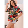Amaryllis Women's Floral Embroidered Babydoll Blouse Half Sleeve Relaxed Fit Boho Top - 4 of 4