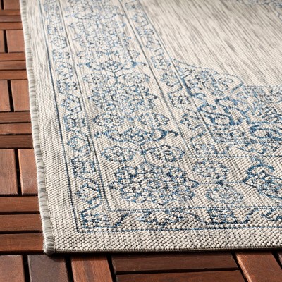 Cleora Grey/Navy Easy-Care Rectangular Indoor/Outdoor Area Rug, 9' x 12'