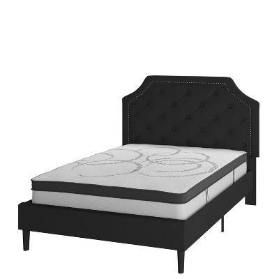 Flash Furniture Brighton Tufted Upholstered Platform Bed with 10 Inch CertiPUR-US Certified Foam and Pocket Spring Mattress