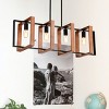 BAOURE 36in Black and Wood 4-Light Kitchen Island Lights Pendant Light Farmhouse Dining Room Light Fixture,Rectangular Chandelier for Living Room - 3 of 4