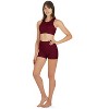 Memoi Women's Seamless Rib Bralette and Boyshort Panty Set Black S - 2 of 4