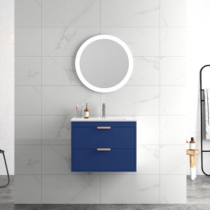 24" Floating Wall Mounted Bathroom Vanity With White Ceramic Sink Storage Drawers Wooden Bathroom Storage Cabinet, Blue - 1 of 4