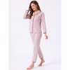 INSPIRE CHIC Women's Pajama Set Fleece Flannel Long Sleeve Notched Collar Tops with Pockets Pants Loungewear Sleepwear - 2 of 4