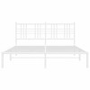 vidaXL Modern Metal Double Bed Frame with Headboard - White, Steel Construction, 81.5"x61.4"x35.4" - Ideal Bedroom Furniture - 3 of 4