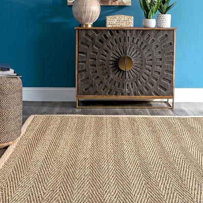 Natural Seagrass Herringbone Oval Area Rug 5' x 8'