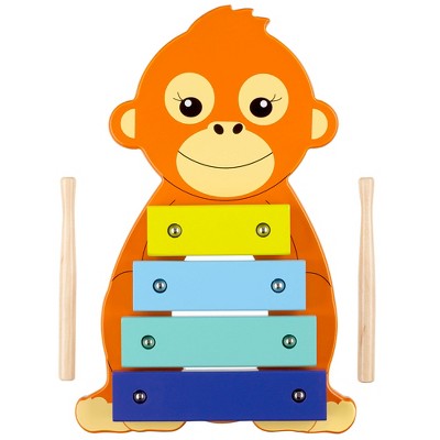 Chimp with purchases Xylophone plays happy tunes In Box