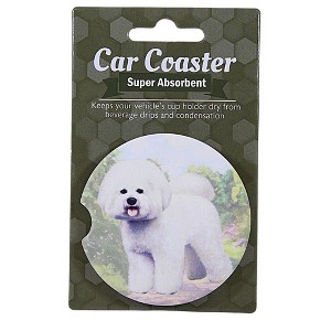 E & S Imports 2.5 Inch Bichon Frise Car Coaster Super Absorbent Coasters - 1 of 3