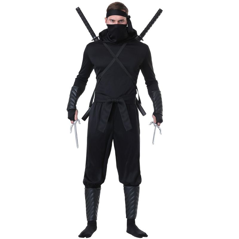 HalloweenCostumes.com 2X   Stealth Shinobi Ninja Adult Plus Size Costume, Black, 2 of 3