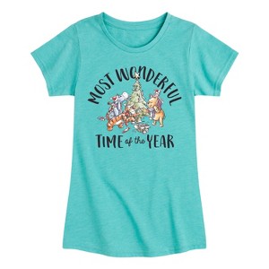 Girls' - Winnie the Pooh - Christmas Most Wonderful Time of the Year Fitted Short Sleeve Graphic T-Shirt - 1 of 4