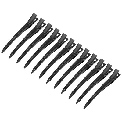 Unique Bargains Metal Non-Slip Durk Bill Hair Clip 3.54x0.59 Black 12 Pcs