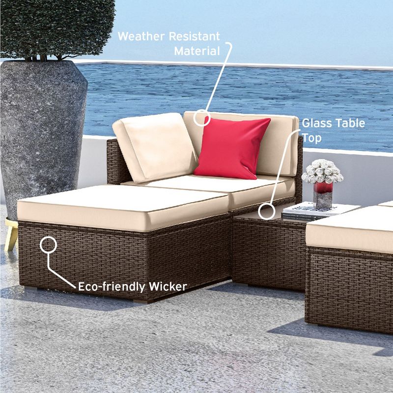 Nestl Outdoor Patio Furniture Set, 5 Piece  Wicker Patio Furniture Sets with Coffee Table, 3 of 7