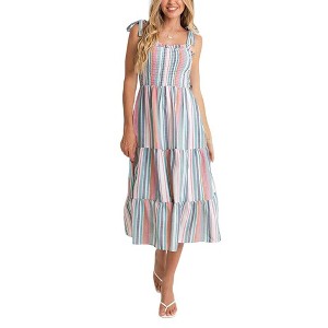 loose flowy midi dress FLOWY TIED MIDI DRESS - Red / Coral