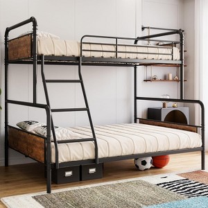 Metal Bunk Beds Twin Over Full Size with Angled Ladder and Safety Guardrails, Space Saving, Sturdy, Convertible Metal Bunk Beds - 1 of 4