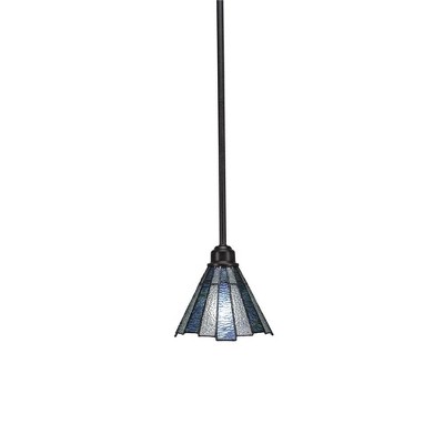 Toltec Lighting Blacksmith 1 - Light Pendant in  Painted Wood/Dark Granite with 7" Sea Ice Art Glass Shade