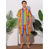 Lars Amadeus Men's Hawaiian Stripes Beach Shirt and Shorts Sets 2 Pieces - 2 of 4