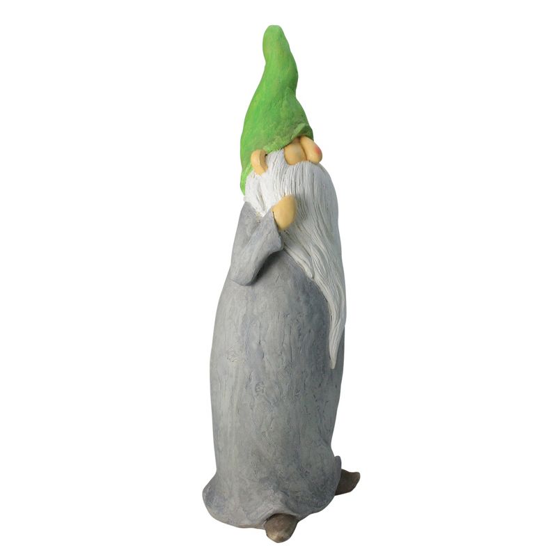 Northlight 29" Standing Gnome in Robe and Cap Outdoor Patio Garden Statue - Gray/Green, 2 of 4