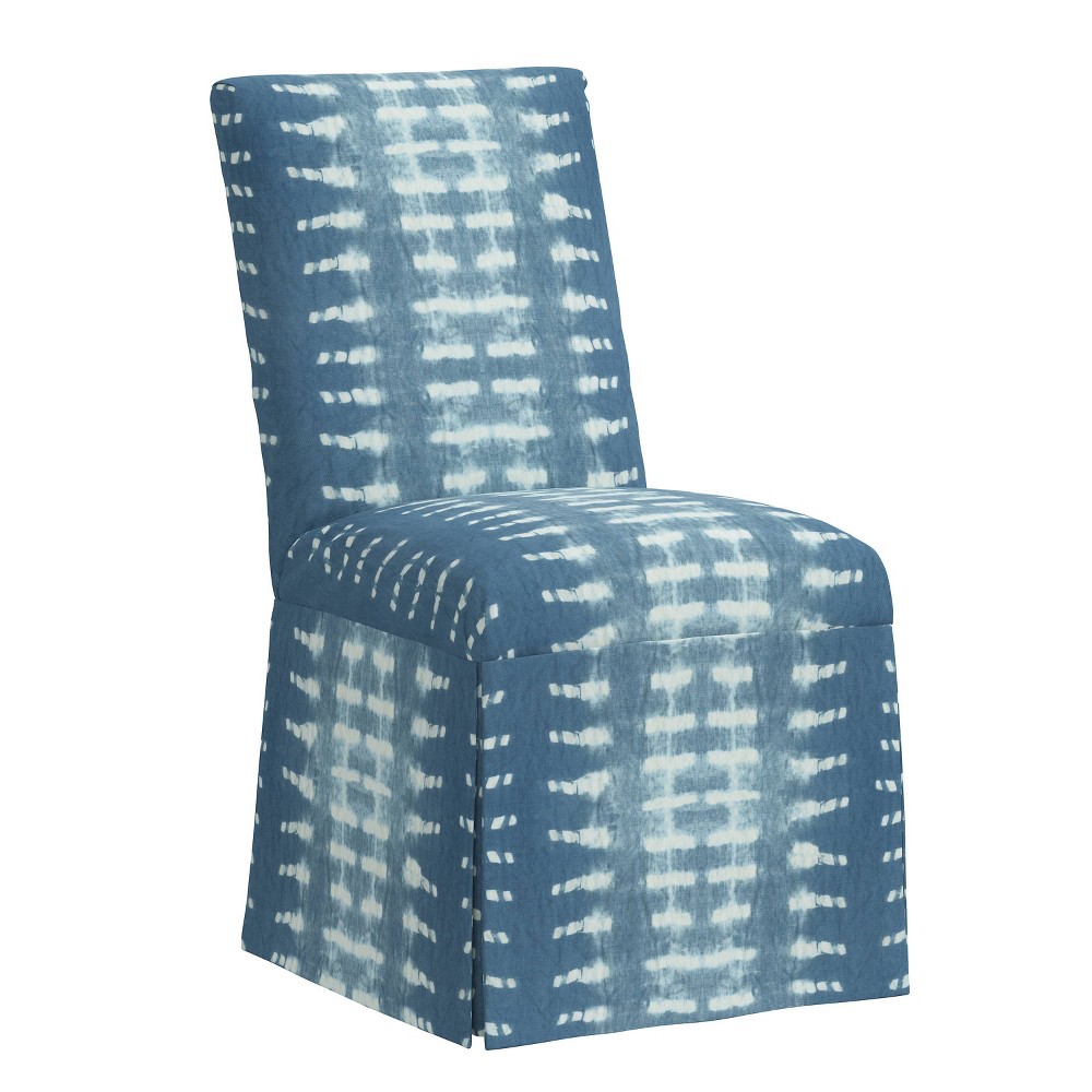 Skyline Furniture James Slipcover Armless Dining Chair Dotted Stripe Indigo: Shibori Pattern, Rubberwood Frame