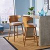 QingMoon Fabric Bar Stools Set of 2, Mid-Century Modern Barstools, Wood Counter Height Chairs with Footrest for Kitchen Island, Home Bars - 2 of 4