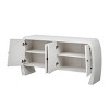 Storage Cabinet with Four Doors, Curved Legs, Built-in Shelves and Ash Veneer Finish for Entryway, Hallway or Living Room-The Pop Home - 4 of 4