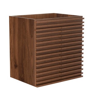 APRILSOUL Bathroom Vanity, Mid-Century Wall Mounted Floating Cabinet with 2 Closing Doors, Wood Grain Texture, Walnut - 1 of 4