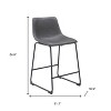 HomeRoots Set of Two 24" Charcoal and Black Faux Leather and Steel Counter Height Bar Chairs - 3 of 4