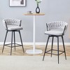 Linen Upholstered Swivel Bar Stools Set of 2 with Footrest and Anti-Slip Base for Kitchen Island, Dining, or Pub - 2 of 4