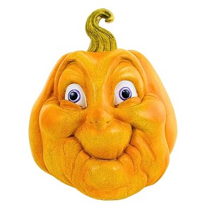 Roman 12.0 Inch Pumpkin With Happy Face Purple Eyes Wart Toothless Pumpkin Figurines - 1 of 3