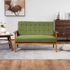 VYNXARIA Mid-Century Modern Solid Loveseat Sofa Upholstered Linen Loveseat, 2-Seat Upholstered Loveseat Sofa Modern Couch£¬Green - 3 of 4